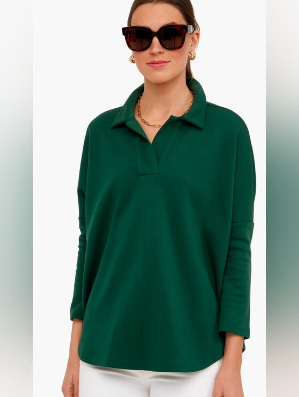Pomander Place Green Collared Pullover Top Size XL